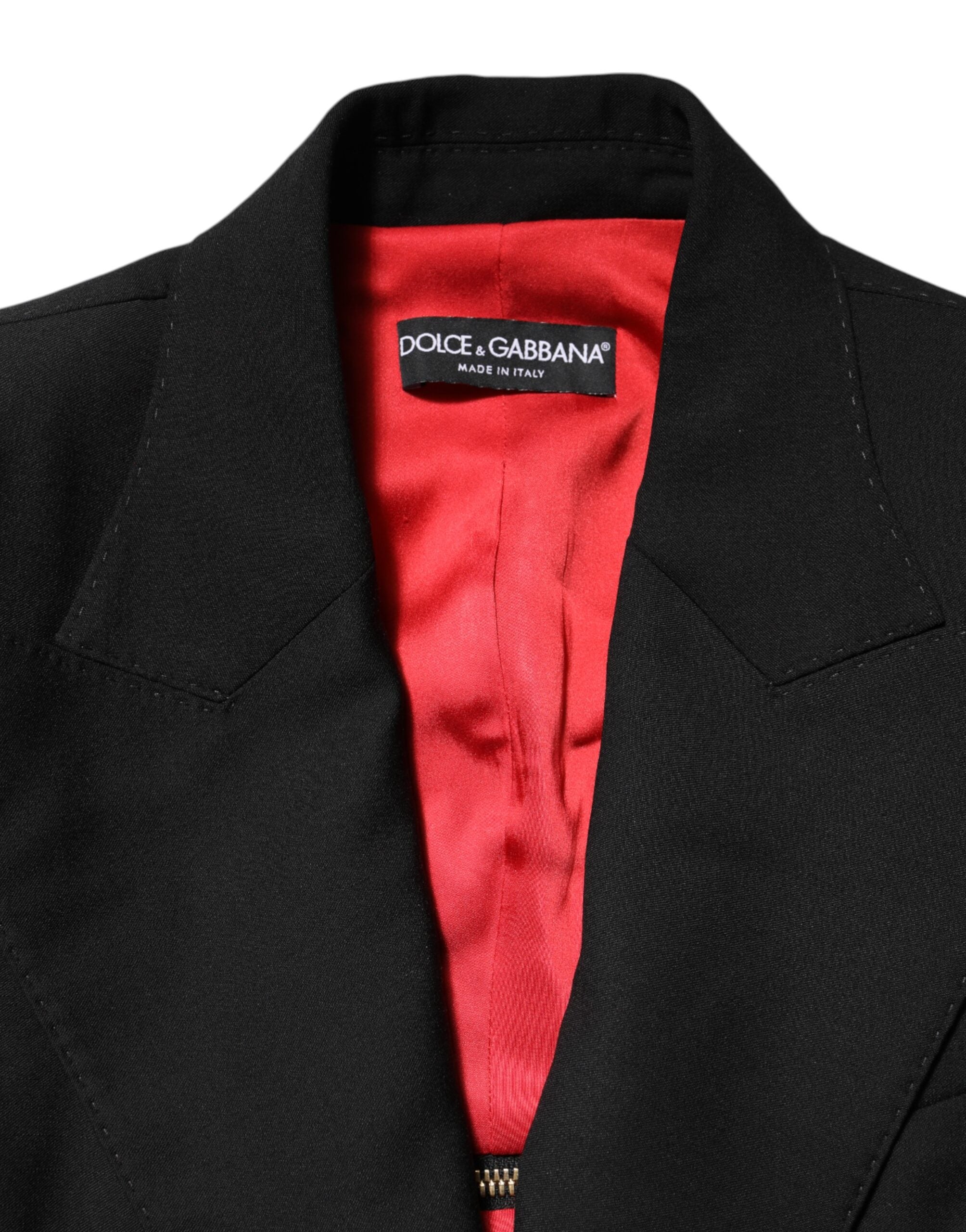Dolce & Gabbana Schwarze Blazerjacke aus Wolle mit Reißverschluss